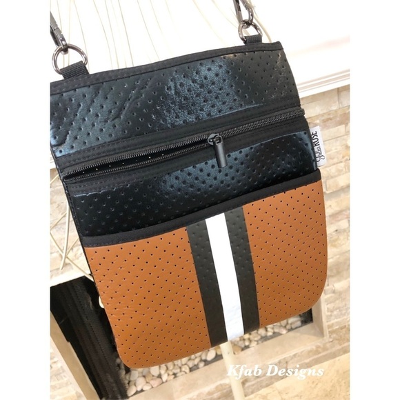 LAST 1! Neoprene Crossbody Tote Bag- Caramel - Picture 3 of 9